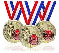 Médailles Première Place, Lot de 6 Médailles en Or Premier Prix avec Rubans, Adaptées à Divers Evénements.