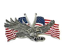 Médaillon aigle américaine en métal Harley Sportster Sissy Bar 7,2 x 4,4 cm Logo Harley Davidson Bobber Chopper Logo autocollant 3M Moto Étain Chrome Rouge Blanc Bleu Drapeau USA