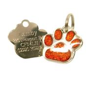 Médaillon de 27 mm sous forme de patte de chien avec étiquette d’identité gravée.Pour nous communiquer les détails de gravure, bien vouloir lire la description du produit à la suite.