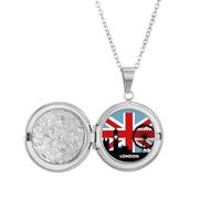 Médaillon drapeau britannique Union Jack London Eye Big Ben Royaume-Uni Royaume-Uni Bijoux Cadeau d'anniversaire