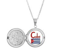 Médaillon drapeau national de Cuba rouge et bleu avec médaillon pour tenir une photo, bijoux, cadeau d'anniversaire