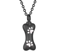 Médaillon en forme d'os en acier inoxydable avec pendentif urne pour animal de compagnie Motif patte de chien, Pierre