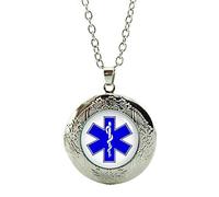 Médaillon Étoile de Vie Ambulancier Pendentif Ambulance collier chaîne réglable samu sos médecin cadeau anniversaire st valentin homme femme bijou garçon fille fête mères mamans pères papas