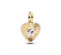 Médaillon Pandora Me 764409c01 - Motif C?Ur Avec Émail Blanc, Texture Rayonnante Et Cristal Central