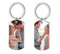 Médaillon photo personnalisé pour couple - Double face avec image et mots - Impression UV résistante - Porte-clés cadeau pour lui, elle, famille ou amis - Breloque customisée avec vœux Porte-clés