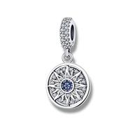Médaillon soleil - Symbole des cultures et des religions - Médaillon dieu du soleil égyptien - Breloque en argent sterling 925 - Accessoire cadeau, B/H/T ca.: 13 x 25 x 2 mm / Max.Band: 4.9 mm, Argent