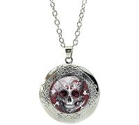 Médaillon Tête de Mort Mexicaine Pendentif Crane Calavera collier chaîne réglable skull cadeau anniversaire biker motard st valentin homme femme bijou garçon fille fête mères mamans pères papas