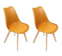 MEDALINE - Lot de 2 Chaises Scandinaves Jaunes -