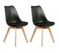 MEDALINE - Lot de 2 Chaises Scandinaves Noires -