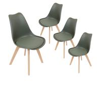 MEDALINE - Lot de 4 Chaises Scandinaves Kaki -