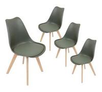 MEDALINE - Lot de 4 Chaises Scandinaves Kaki -