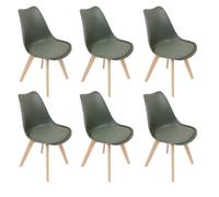 MEDALINE - Lot de 6 Chaises Scandinaves Kaki -