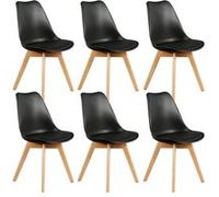 Lot de 6 Chaises Scandinaves Noires - MEDALINE -