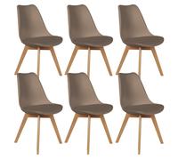 MEDALINE - Lot de 6 Chaises Scandinaves Taupe