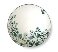 Médard de Noblat Oxalis 6 assiettes plates 27 cm, grès, blanc et vert