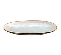 Médard de Noblat - Plat ovale large - D36 cm - Shadow - Grès - Lot de 2 - Bleu clair