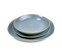 MÉDARD DE NOBLAT - Service vaisselle - Egée - Grès - Lot de 18 assiettes - Bleu ciel