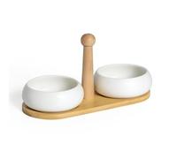 Médard de Noblat Tapas 2 coupelles apéritives porcelaine + plateau bambou