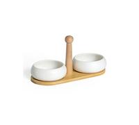 MEDARD DE NOBLAT - TAPAS - Set de 2 coupelles apéritives en céramique avec plateau en bambou