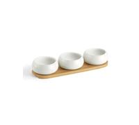 MEDARD DE NOBLAT - TAPAS - Set de 3 coupelles apéritives en céramique avec plateau en bambou