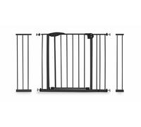 MEDAS PRO Barrière de sécurité pour escalier, pour enfants et chiens, barrière de porte, sécurité enfant, grille d'escalier, fermeture automatique, sans perçage, réglable de 75 à 115 cm, noire