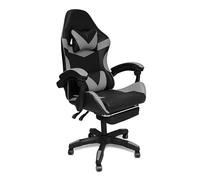 MEDAS PRO - Chaise de gaming ergonomique avec repose-pieds - Noir et gris - Chaise de jeu pour bureau, salle de jeux, chambre d'adolescent - Fauteuil pivotant pour gamer - Chaise pivotante pour