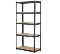 MEDAS PRO Étagère de rangement métallique 3 en 1, étagères pour cave, buanderie, garage et cellier, étagère pour charges lourdes - Dimensions 180 x 90 x 40 cm, avec 5 étagères en MDF - Acier noir