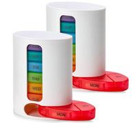 MEDca Pilulier hebdomadaire, 1 distributeur, 7 compartiments multicolores empilables quatre fois par jour - Matin, midi, soir et heure du coucher, Blanc, Lot de 2