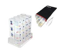 MedCenter Pilulier mensuel - Système de pilules de 31 jours avec boîtes numérotées quotidiennes, pochette de voyage en toile et pinces bonus - Gestion facile, organisée et simple des médicaments