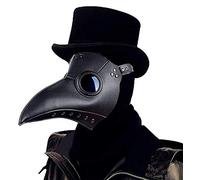 Médecin de la peste Masque en Cuir PU Nez Long Oiseau Bec Steampunk Halloween Cosplay Accessoires de fête Costume,Noir
