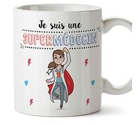 médecin. Tasses Originales de café et Petit-déjeuner à Donner Travailleurs Professionnels - Je suis Un Super Médecin - Céramique 350 ML