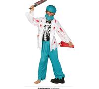 Médecin zombie Halloween Costume pour enfants Docteur Horreur Tenue d'épouvante Chirurgien Maison hantée Blouse de médecin, Taille : 140/146 Couleur : Bleu