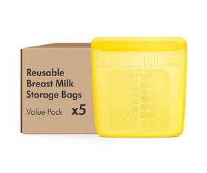 Medela 5x sachets de conservations réutilisables pour lait maternel, avec large ouverture et double fermeture à glissière, conviennent pour le frigo et le congélateur, 220 ml, jusqu'à 500 utilisations