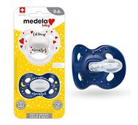 Medela Baby Pacifier | Day and Night Glow in The Dark | 0-6 Months | 2-Pack, Lightweight | BPA-Free | Supports Natural Suckling | Eat Local and 24/7 Milkbar