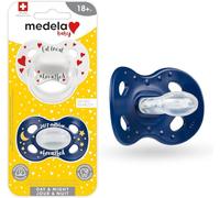 Medela Baby Pacifier | Day and Night Glow in The Dark | 18+ Months | 2-Pack, Lightweight | BPA-Free | Supports Natural Suckling | Eat Local and 24/7 Milkbar