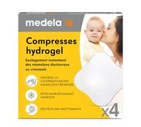 Medela Compresses hydrogel réutilisables, soulagement et rafraîchissement instantané pour mamelons douloureux ou crevassés, coussinets stériles, emballés individuellement, lot de 4