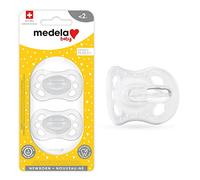 Medela Lot de 2 tétines pour bébé - Nouveau-né de 0 à 2 mois - Avec étui de stérilisation - Sans silicone et sans BPA - Favorise l'allaitement naturel - Transparent
