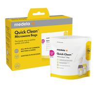 Medela Sachets Quick Clean pour micro-ondes | Sachets pour stérilisation au micro-ondes de biberons, tire-lait et accessoires | Élimine 99,9% des microbes et bactéries les plus courants, 5 unités