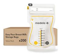 Medela sachets de conservation pour lait maternel Easy Pour, capacité de 210 ml, conception anti-fuite avec protection du lait, fabriqués sans BPA, jetables, lot de 200