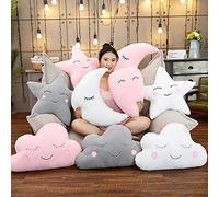 MEDFL en Peluche Ciel oreillers Lune étoile Nuage en Forme d'oreiller Rose Blanc Gris Chambre Chaise décor siège Coussin 55 cm * 45 cm D