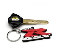 MedgAs Porte-clés GSXR + clé Vierge de Moto, Lame Non coupée for GSR GSXR 600 750 1000 GZ250 Hayabusa GSX1300R Katana 600 DR650SE (Color : Black)