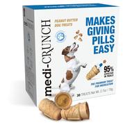 Medi-Crunch Lot de 30 sachets de pilules pour chiens, friandises en forme de cône de crème glacée croustillante au beurre d'arachide pour chiens, taille capsule, sac à langer, fournitures de santé