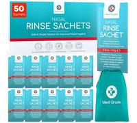 Medi Grade 50 Sachets de Sel Nasal 100% Naturel, pour Douche Nasale | Sel de lavage de nez en doses individuelles avec pochette de rangement pratique, rinçage du nez sans effort