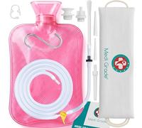 Medi Grade Kit de Lavement Intestinal à la Maison 2L, Poche, 4 Embouts,Rose | Poche à lavement transparente et réutilisable, valve anti-retour, usage mains libres, avec instructions et sac