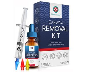 Medi Grade Kit Lavage Oreille avec Huile d'Olive et Embouts Doux | Kit de nettoyage oreilles adulte avec huile d'olive et 3 embouts doux pour retirer le cérumen à domicile en toute simplicité
