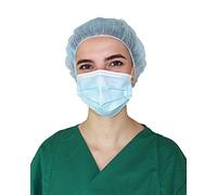 Medi-Inn+ Lot de 100 Bonnets d'Infirmière Charlottes Médicales à Usage Unique, Accessoire Infirmier, Couleur : bleu