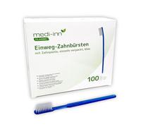 Medi-Inn Lot de 100 brosses à dents jetables avec dentifrice Bleu