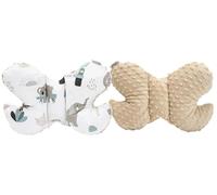 Medi Partner Oreiller pour bébé Papillon 100% coton en peluche Minky pour enfant soutien du cou pour voiture poussette voyage sommeil oreiller cervical rouleau de répétition