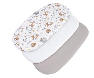 Medi Partners 3pcs Drap Housse Landau 86x40cm 100% Coton protège Matelas bébé