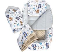 Medi Partners 5 éléments Cocon de Bébé 100x60x15cm 100% Coton Réducteur de lit Bébé (Boho et Minky Beige)